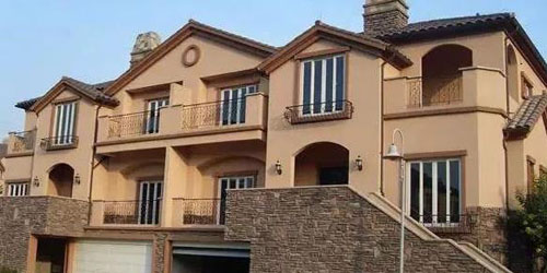 在農(nóng)村小別墅用真石漆裝修外墻，效果圖美絕了